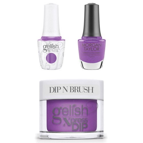 Gelish "Before My Berry Eyes" Trio, Premium Purple Metallic - Includes Gel Polish, Lacquer and Dip