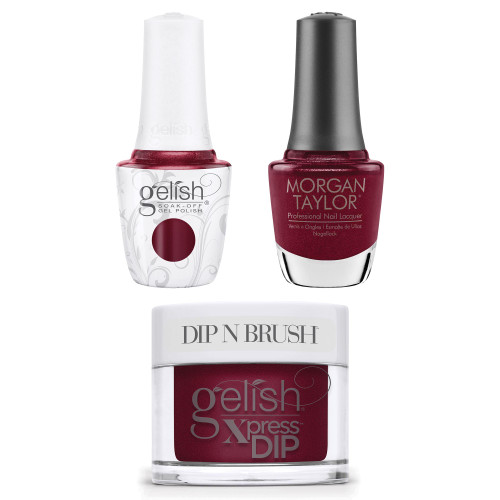 Gelish "Reddy To Jingle" Trio, Red Rose Pearl - Includes Gel Polish, Lacquer and Dip