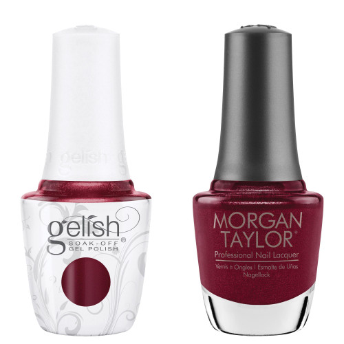 Gelish "Reddy To Jingle" Duo, Red Rose Pearl - Includes Gel Polish and Lacquer
