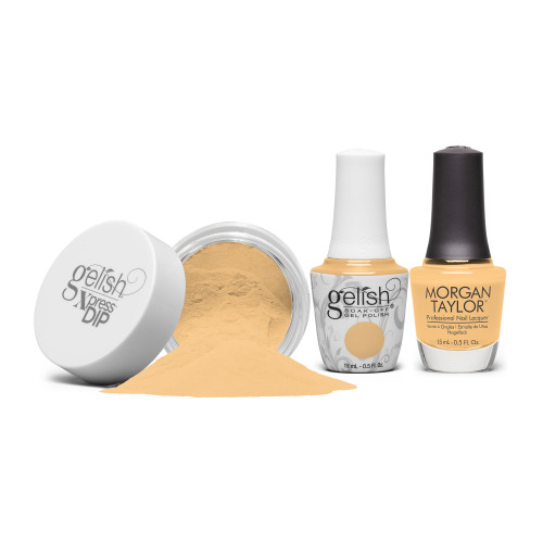 Gelish "Sunny Daze Ahead" Trio - Includes Gel Polish, Lacquer and Dip- Pale Yellow Creme