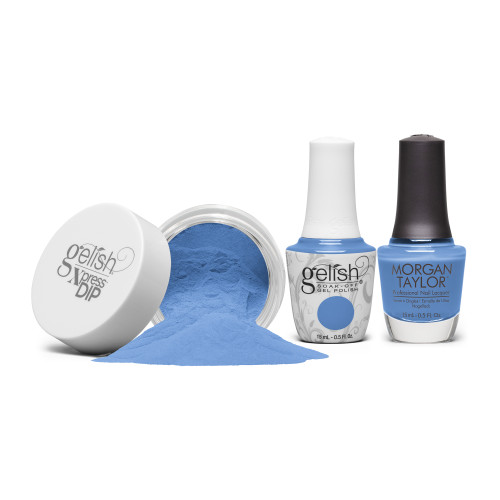 Gelish "Soaring Above It All" Trio - Includes Gel Polish, Lacquer and Dip - Bold Blue Creme