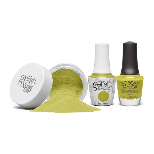 Gelish "Flying Out Loud" Trio - Includes Gel Polish, Lacquer and Dip - Dirty Lime Creme