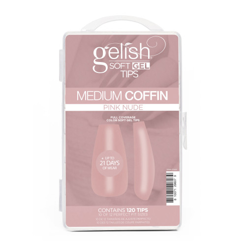 Gelish Soft Gel Tips, Pink Nude Medium Coffin, 120 ct.