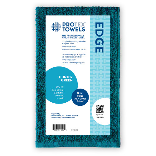 ProTex Edge Hand Towels, Hunter Green, 16"x27", 12-Pack