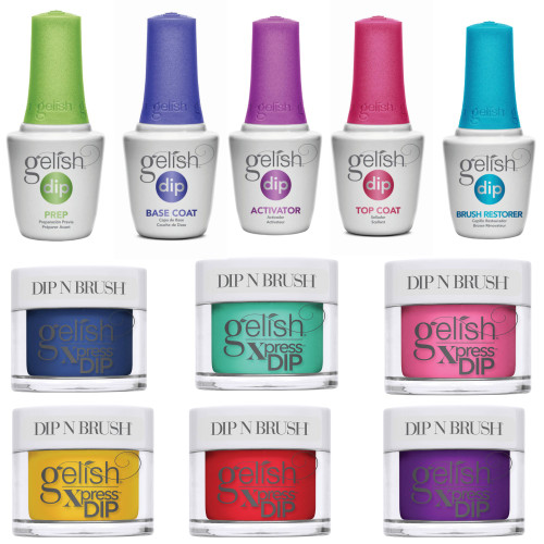 Gelish Summer Collection "Let's Roll" Xpress Dip n Brush Kit, 11 pc Bundle, Includes dip liquids