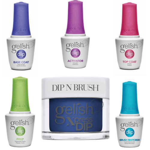 Gelish Summer Collection "Let's Roll" Xpress Dip n Brush "Hold Me Tighter" Kit, 6 pc Bundle, Includes dip liquids