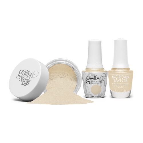 Gelish "Sunburst Your Bubble" Trio- Includes Gel Polish, Lacquer and Dip - Soft Yellow Pearl