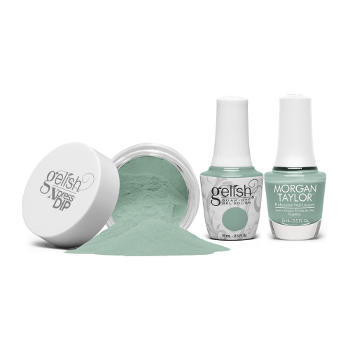 Gelish "Mint For Me" Trio- Includes Gel Polish, Lacquer and Dip - Light Teal Cr�me
