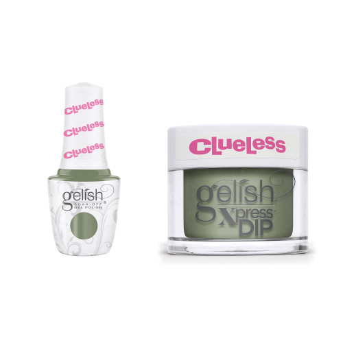 Gelish Clueless "So Check it" Duo - Includes Dip Powder and Gel Polish- Sage Green Creme