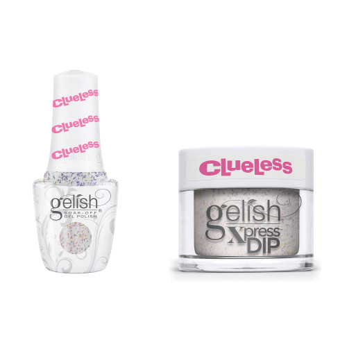 Gelish Clueless "Oops My Bad!" Duo - Includes Dip Powder and Gel Polish- Glitter Overlay