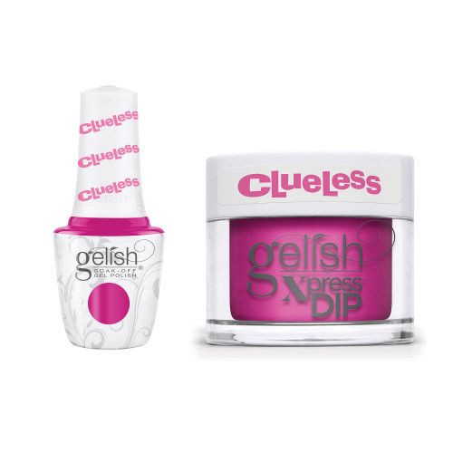 Gelish Clueless "She's A Classic" Duo - Includes Dip Powder and Gel Polish- Hot Pink Creme