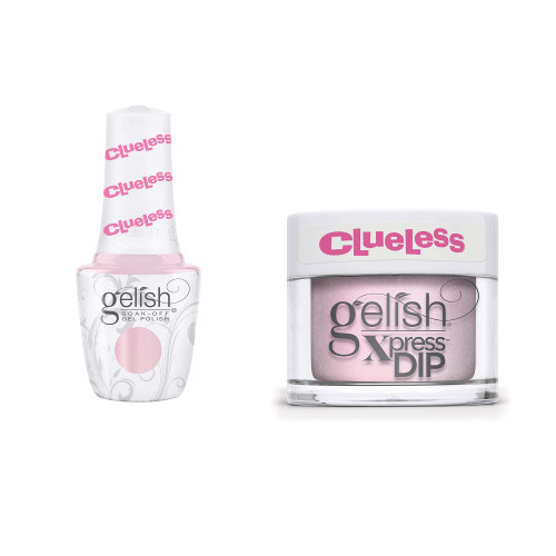 Gelish Clueless "Highly Selective " Duo - Includes Dip Powder and Gel Polish- Light Pink Metallic