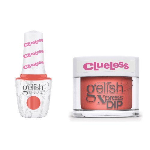 Gelish Clueless "Driving In Platforms" Duo - Includes Dip Powder and Gel Polish- Poppy Coral Creme