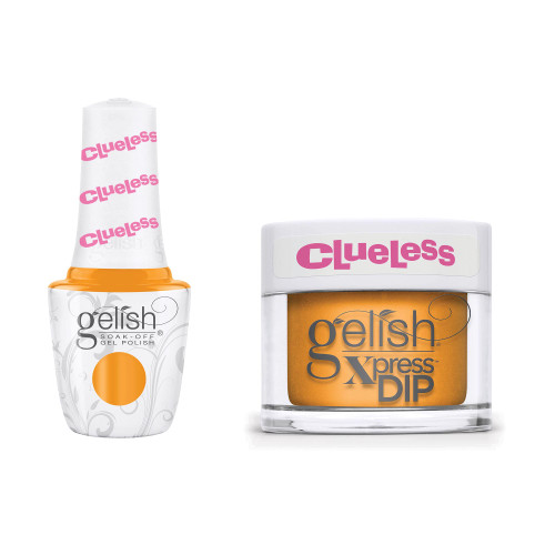 Gelish Clueless "Let's Do A Makeover" Duo - Includes Dip Powder and Gel Polish- Marigold Creme