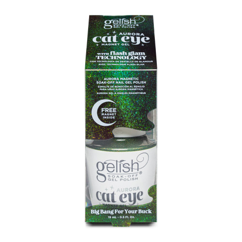 Gelish Aurora Cat Eye Magnetic Soak-Off Gel Polish "Big Bang For Your Buck", Green Swirl Effect, 15 mL | .5fl oz - 1110567