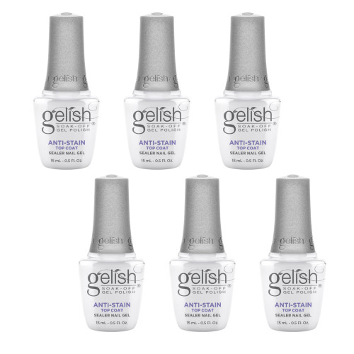 Gelish Anti-Stain Soak-Off Gel Top Coat, 15 mL | .5 fl. oz. - Case Pack of 6