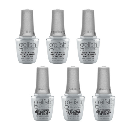 Gelish Soak-Off Gel Polish Velvet Matte No Cleanse Gel Top Coat, 15 mL | .5 fl oz - Case Pack of 6