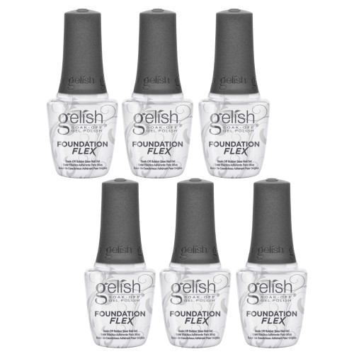 Gelish Foundation Flex Soak-Off Rubber Base Nail Gel, Clear, 15 mL | .5 fl. Oz. - Case Pack of 6