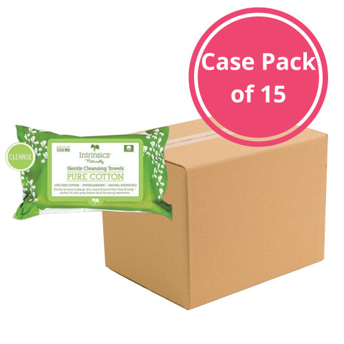 Intrinsics 407201 - 25 ct. Gentle Cleansing Towel, 8.5” x 6”, 100% Naturelle™ Cotton - Case Pack of 15 Bags