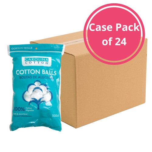 Carolina Cotton Standard Cotton Balls, 100 ct. - Case Pack of 24 Bags