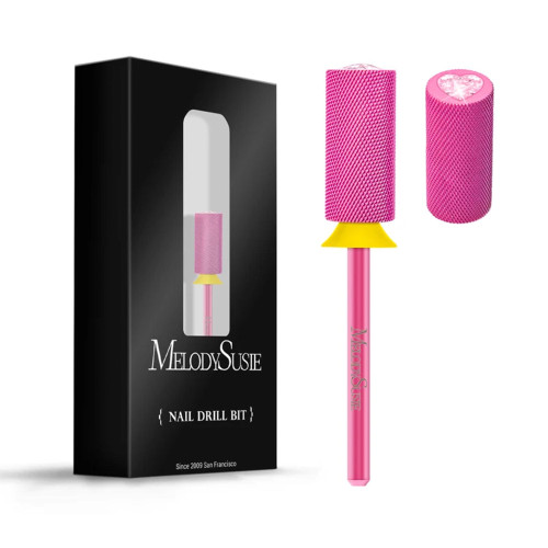 MelodySusie  Crystal Top Pink Heart Shape Tungsten Carbide Nail Drill Bit - Pink Blossom / XF