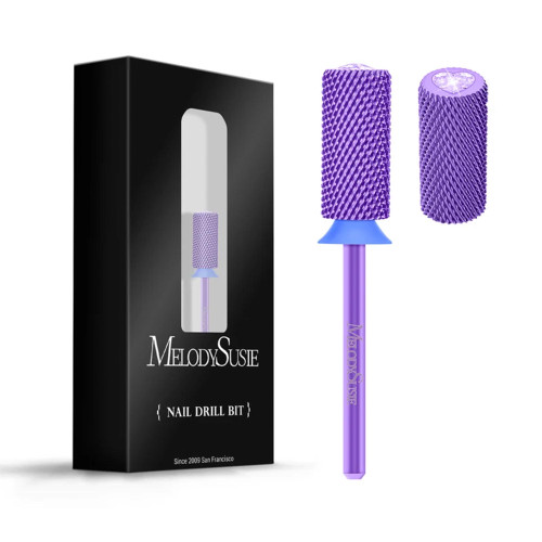 MelodySusie  Crystal Top Pink Heart Shape Tungsten Carbide Nail Drill Bit - Purple / M