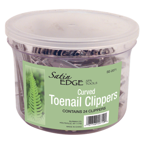 Satin Edge Toenail Clippers, Curved Blade - Container of 24
