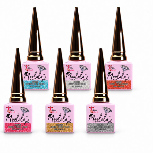 Moolala Diamond Luxury Gel Nail Polish Kit: 6-Pc Glitter Polish Set