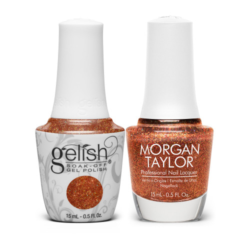Gelish "Nice & Spiced" Duo, Includes Gel Polish + Lacquer, Orange Lava Glitter - 15 mL | .5 fl oz