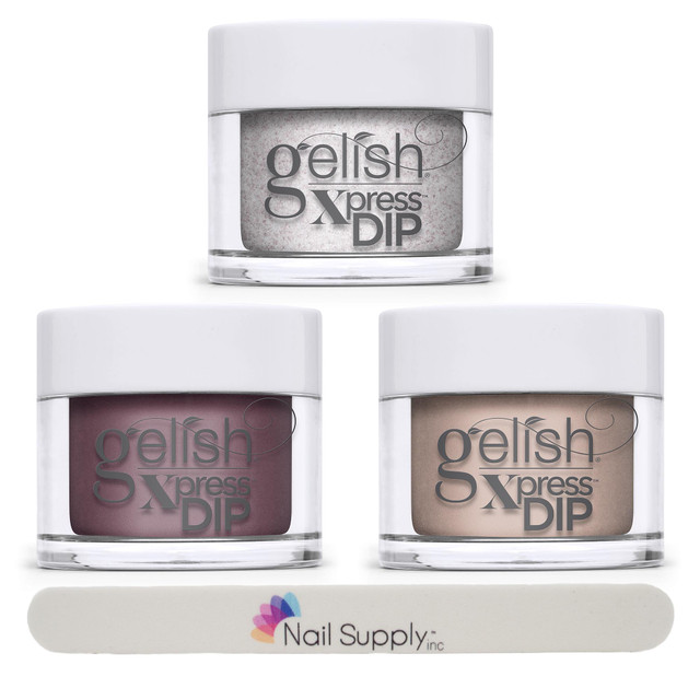 Gelish Xpress Dip "Shake Up The Magic" Collection Bundle One - 3 colors, nail file included!