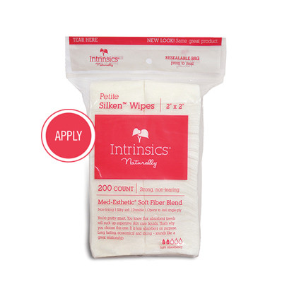 Intrinsics 407300 - Petite Silken™ Wipes, 2”x2”, 200 ct. 4-ply blend of soft fibers