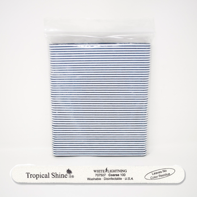 Tropical Shine White Lightning File 100 Grit (Coarse)- Case Pack of 50