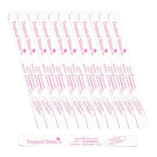 Tropical Shine White Lightning File 100/ 180 Grit (Coarse/ Medium), One End Square- Case Pack of 12