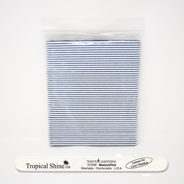Tropical Shine White Lightning File 180/ 240 Grit (Medium/ Fine)- Case Pack of 50