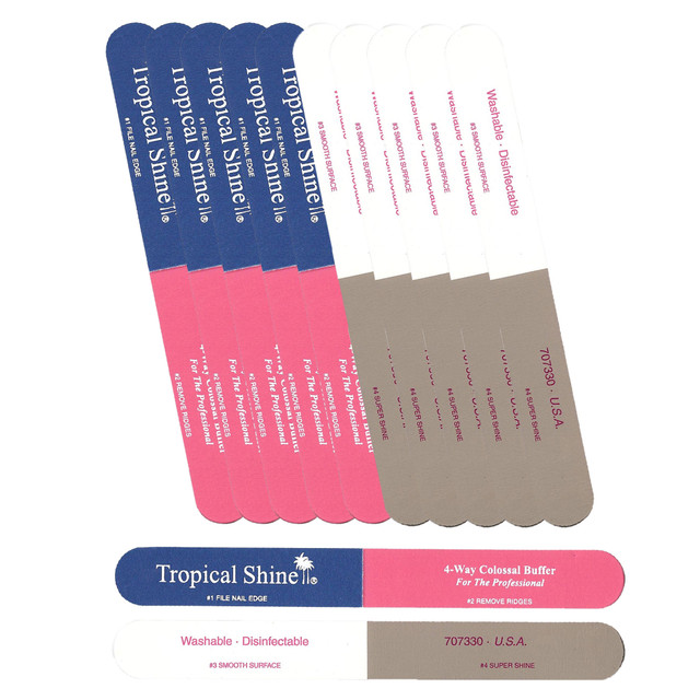 Tropical Shine Colossal Nail File 4-Way Buffer (Medium/Fine - Smooth/Shine) - Case Pack of 12