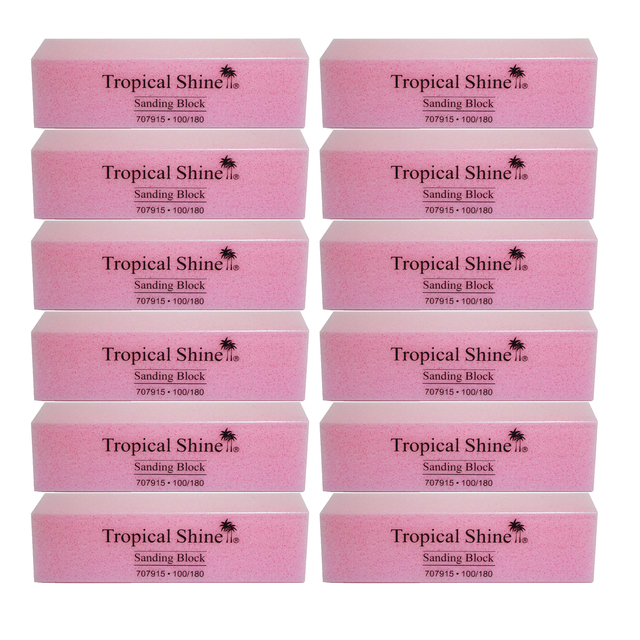 Tropical Shine Pink Sanding Block 100/ 180 Grit (Coarse/ Medium)- Case Pack of 12