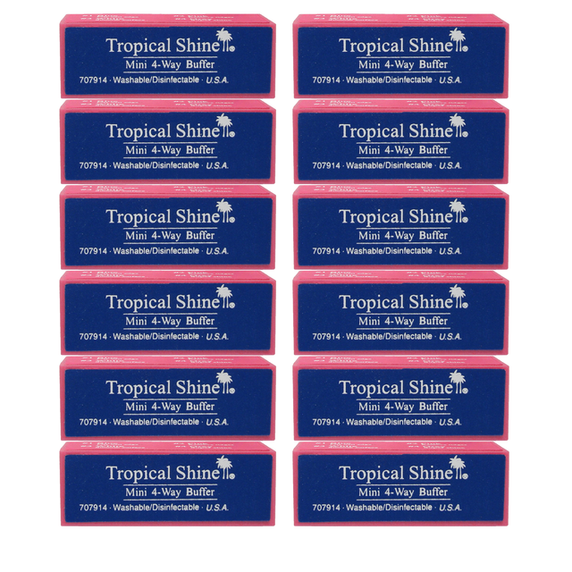 Tropical Shine 4-Way Buffer Mini-Block (Medium/Fine - Smooth/Shine) Block Size: - 1" x 1" x 3"- Case Pack of 12