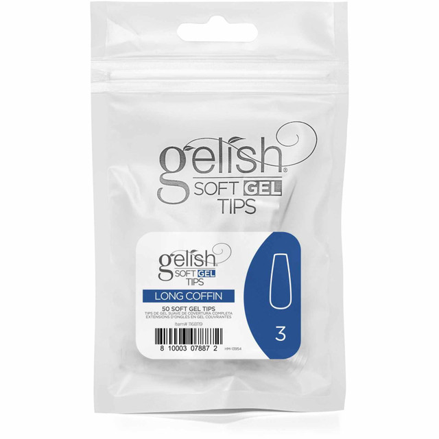 Gelish Soft Gel Tips, Long Coffin Size 3, 50 ct. Refill