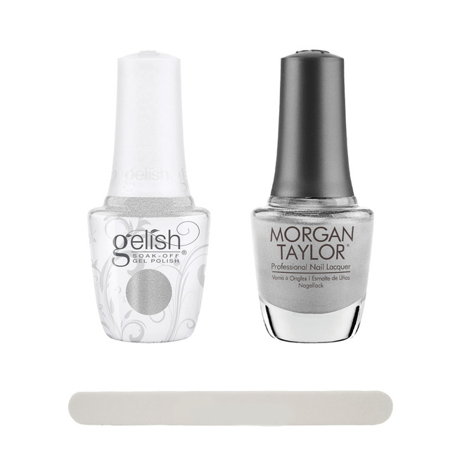 Gelish Disney Villains "Fashion Above All" 2 pc. Duo - Soak-Off Gel Polish and Lacquer - Silver Metallic