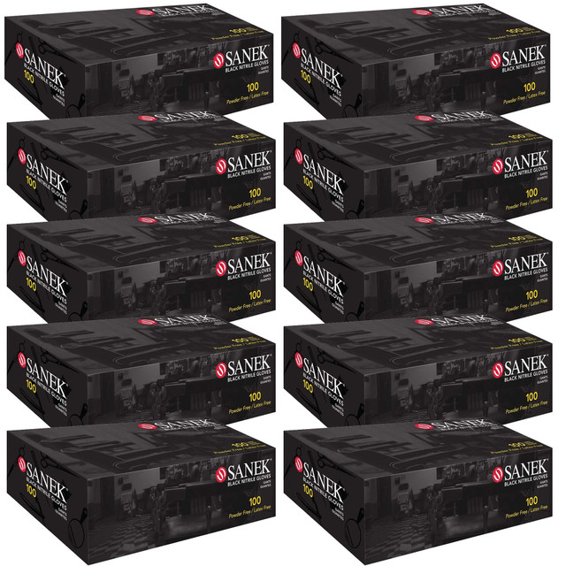 Sanek® Nitrile Gloves Power Free XL Black - Case Pack of 10 Boxes of 100 Gloves