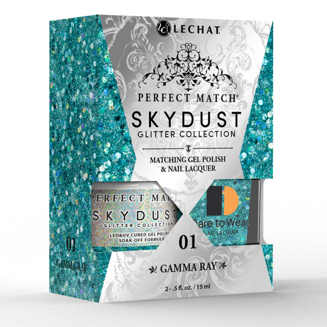 LeChat "Gamma Ray" - Perfect Match Sky Dust Collection Duo Set Lacquer & Gel - SDMS01, 15 mL | .5 fl. oz