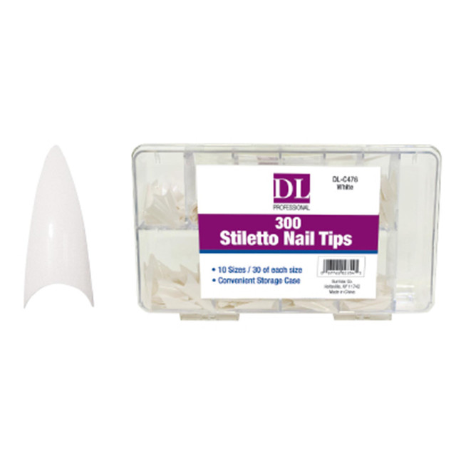 DL Pro 300 pc Stiletto Nail Tips - White