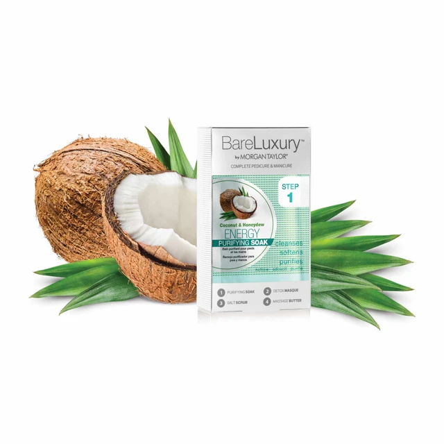 BareLuxury Energy Coconut & Honeydew 4 Pack - Includes 1 Each of Soak, Masque, Scrub, Massage Butter