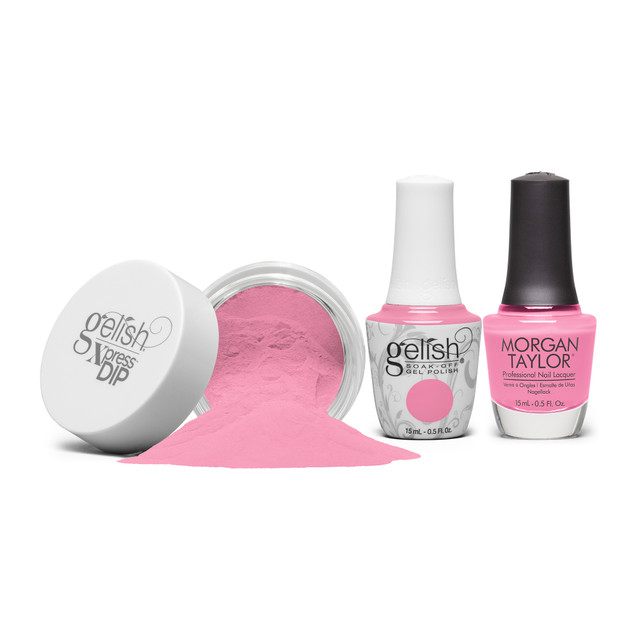 Gelish "Bed Of Petals" Trio, Bright Pink Crème - Includes Gel Polish, Lacquer, and Dip