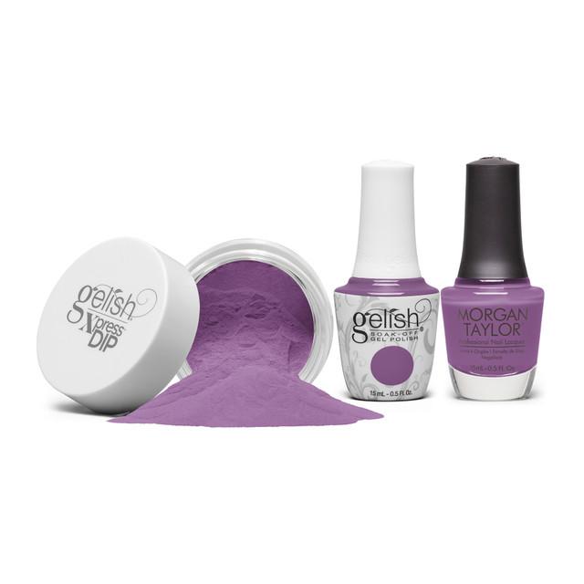 Gelish "Malva" Trio, Medium Purple Crème - Includes Gel Polish, Lacquer, and Dip
