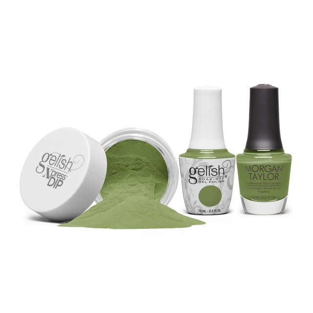 Gelish "Leaf It All Behind" Trio, Moss Green Crème - Includes Gel Polish, Lacquer, and Dip