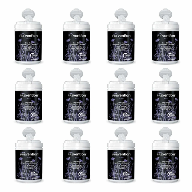 PREvention Disinfectant Cleaner Wipes 6"x7", Case of 12 Cannisters, 160 ct. ea.