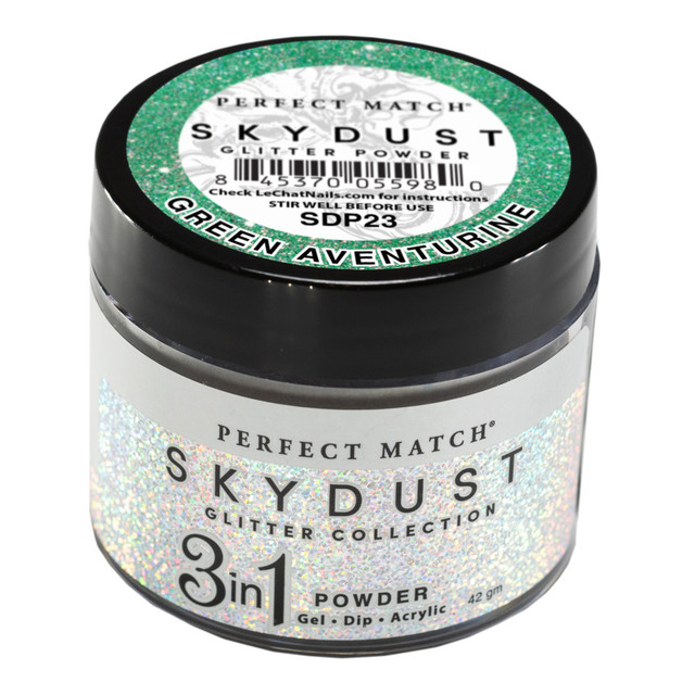 LeChat "Green Adventurine" - Perfect Match Sky Dust Collection 3-in-1 Dip Powder, 42g - SDP23, 43 g