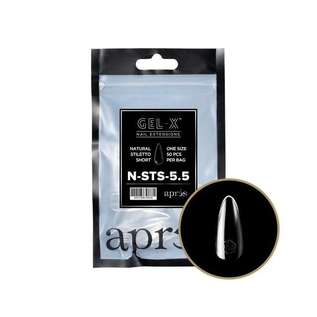 Apres Gel-X Refill Tips Natural Stiletto Short - Size 5.5, 50 pcs.