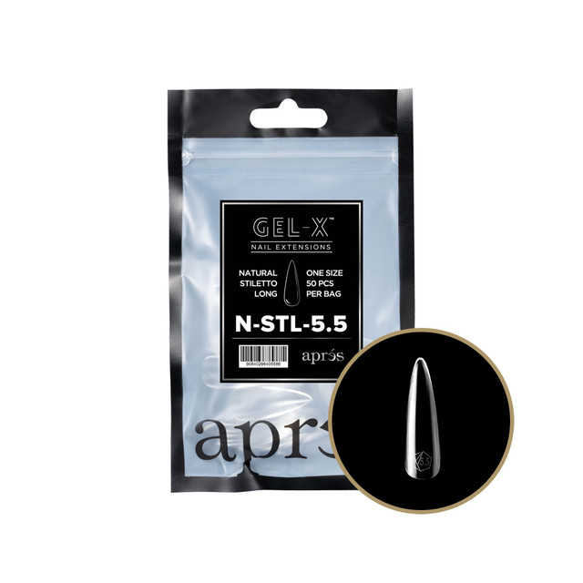 Apres Gel-X Refill Tips Natural Stiletto Long - Size 5.5, 50 pcs.